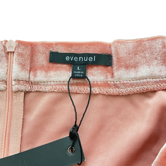 Evenuel Peach Velvet Velour Off Shoulder Crop Top - Size Large - Picture 5 of 11